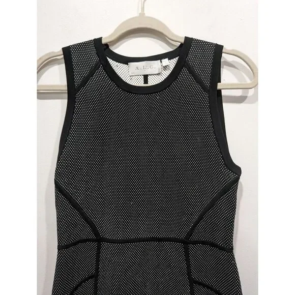 A.L.C. Coffey Black White Dot Sleeveless Heavy Knit Fit & Flare Sweater Dress, M - Picture 4 of 11
